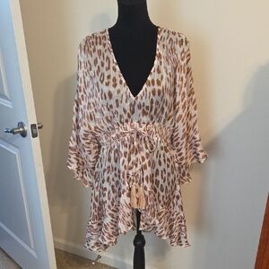 VENUS Brown and White Patterned Dress